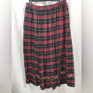 Eagle Eye pleated  plaid midi skirt